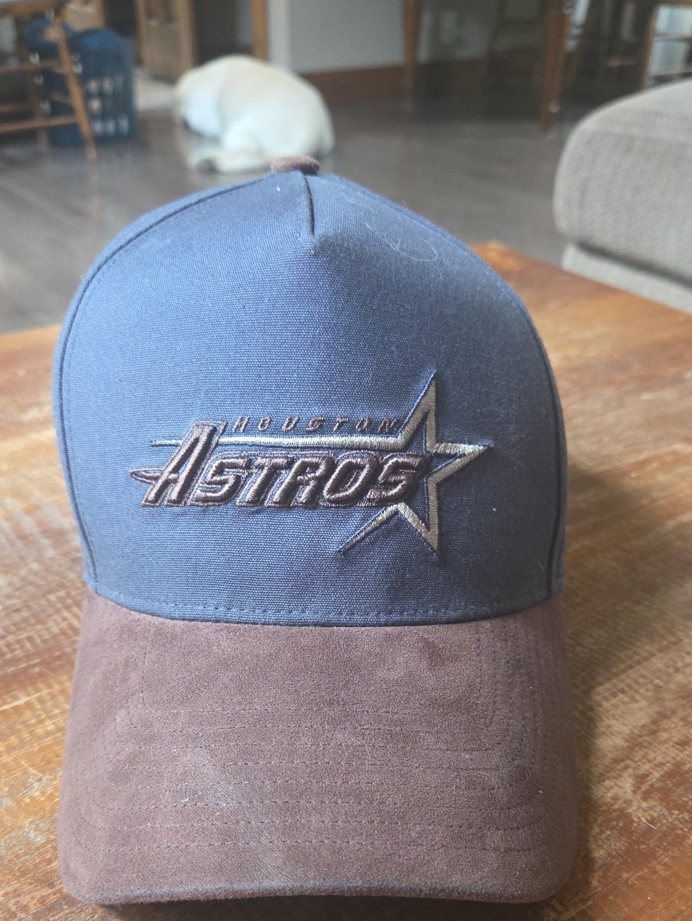Houston Astros Embroidered Logo Two-Tone Cap - Blue and Brown Suede Brim
